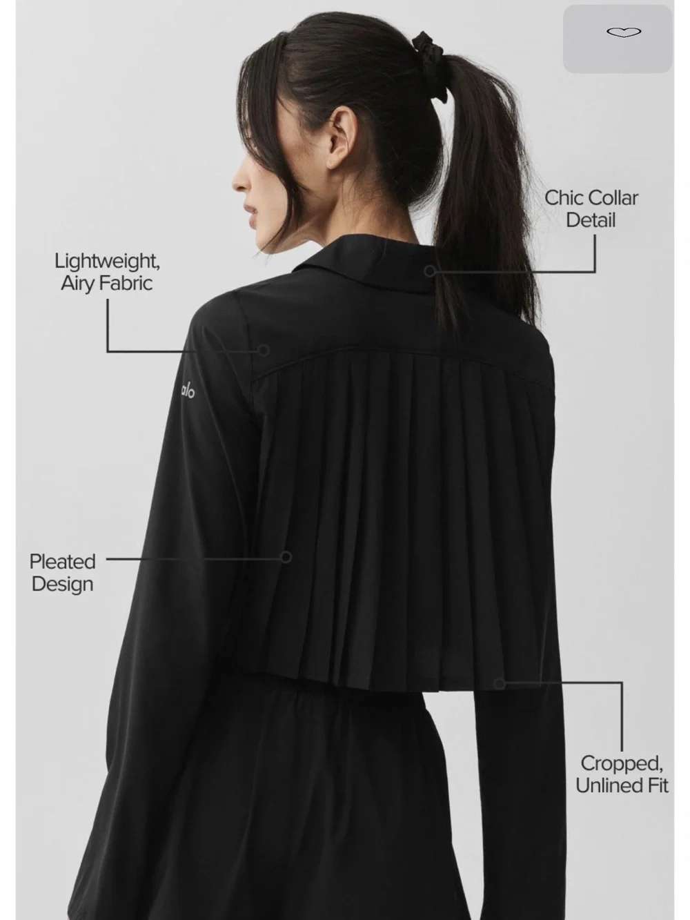 Cropped Unmatched Long Sleeve Shirt with Pleated Design